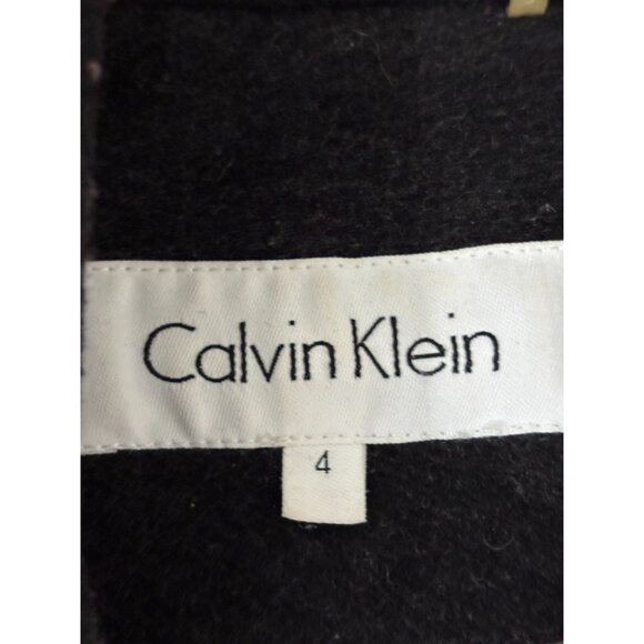 Calvin Klein Women's Peacoat Sz 4 Charcoal Gray Double Breasted Wool Blend Coat - Picture 4 of 6